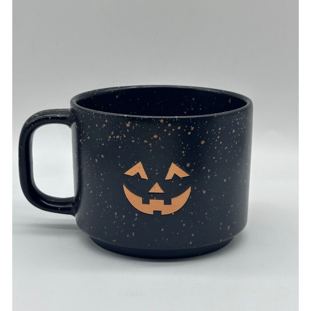Market Finds Black Orange speckled Ceramic Halloween Coffee Mug Cup
